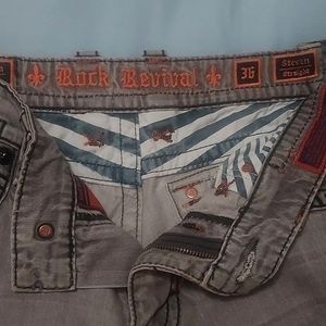 'ROCK REVIVAL' Men's Jeans.*Sz.36* Blk Gry ,Blk Rinestones *Steven-Straight